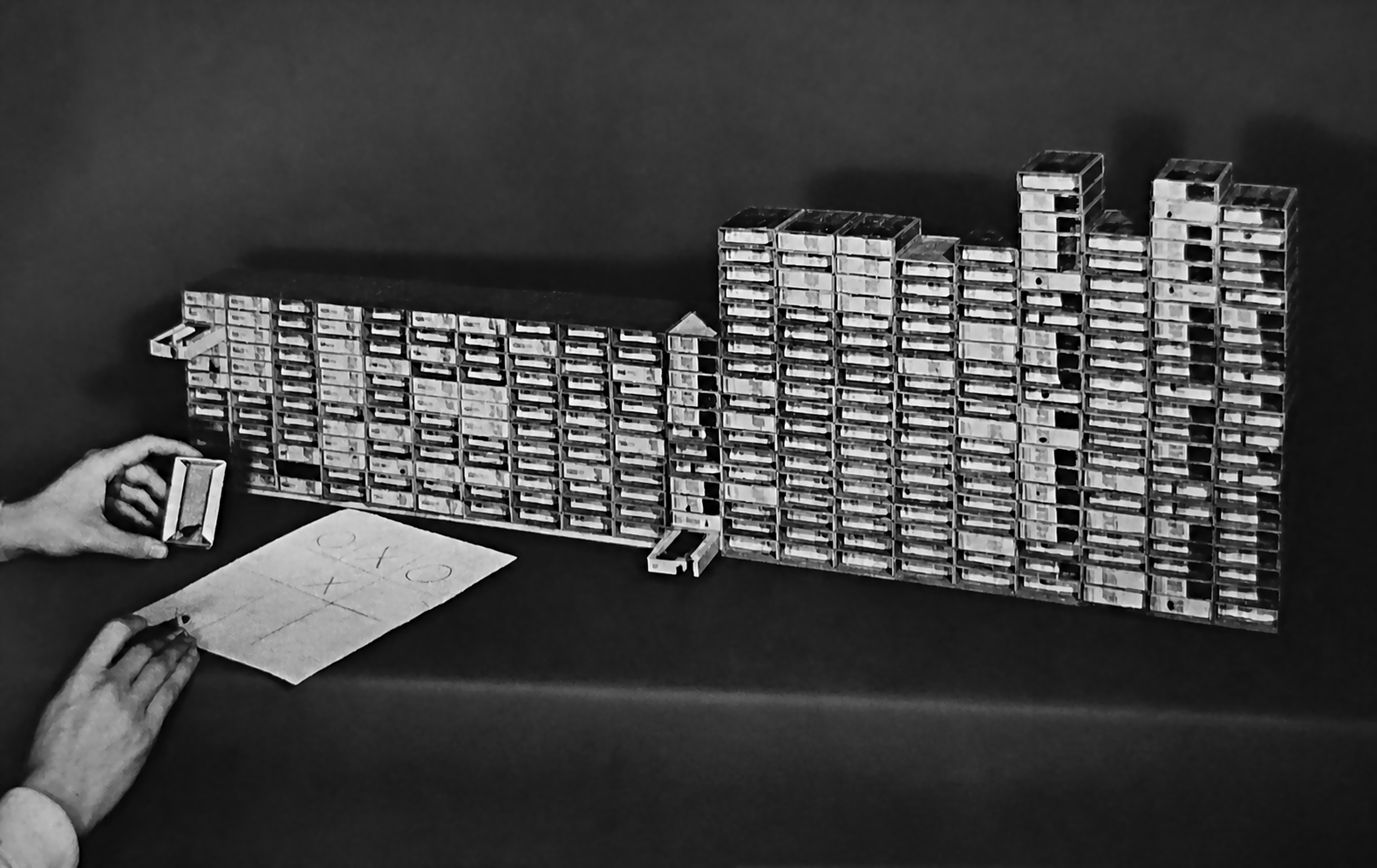 Photograph of MENACE's original matchbox setup